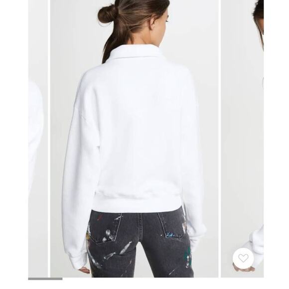 RE/DONE 70's Half Zip Sweatshirt in Off White Size Medium NWOT - Picture 3 of 10